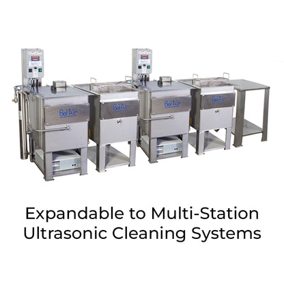 Modular ultrasonic cleaning system with multiple tanks for multi-stage industrial cleaning line by Bel Air Finishing