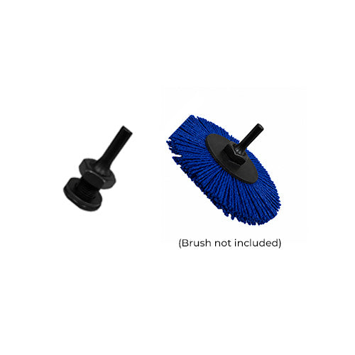 Arbor Max wheel brush arbor for 4" radial wheel brushes, shown with brush (not included).